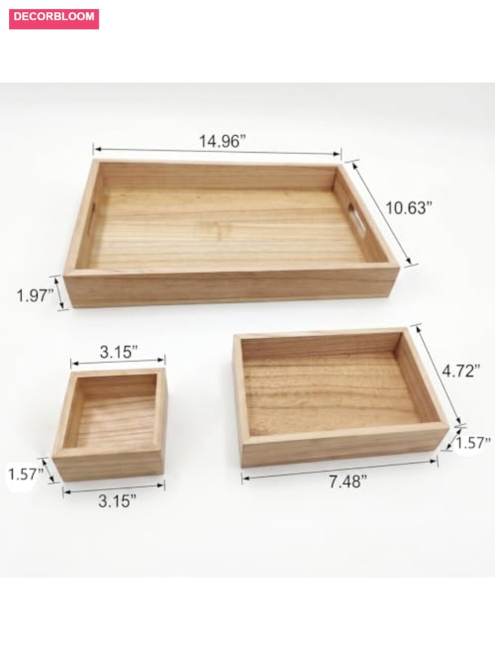 Natural Paulownia Wood Serving Tray 9-Compartment with Handles - Picture 2 of 6